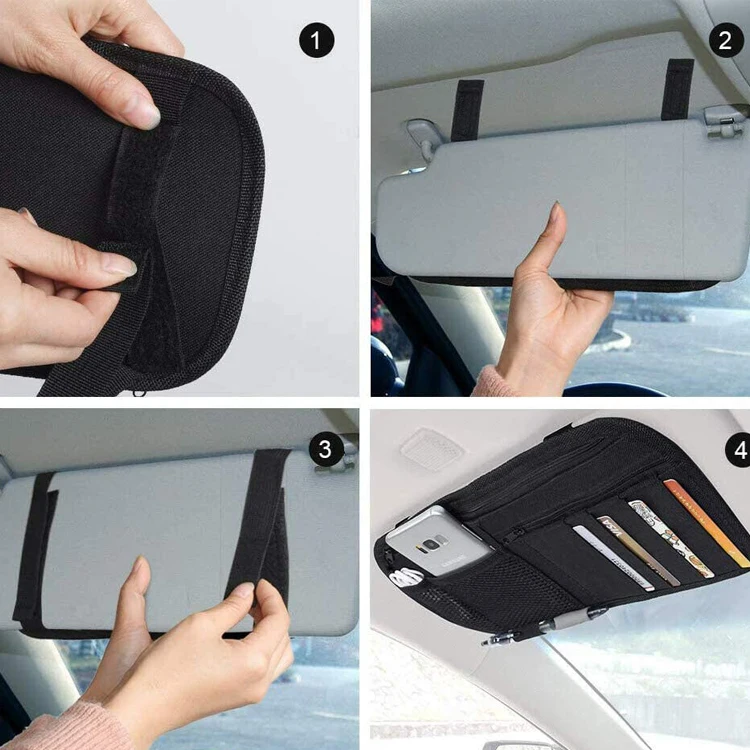 Универсальный карманный органайзер для хранения аксессуаров в салоне автомобиля, держатель для солнцезащитных очков, солнцезащитных козырьков, сотовых телефонов