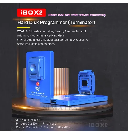 IBOX2 BGA110 Programmer iBox  for iPhone 6 to 11 Pro Max for ipad NAND Data Modification Write One Key Purple Screen WiFi reset