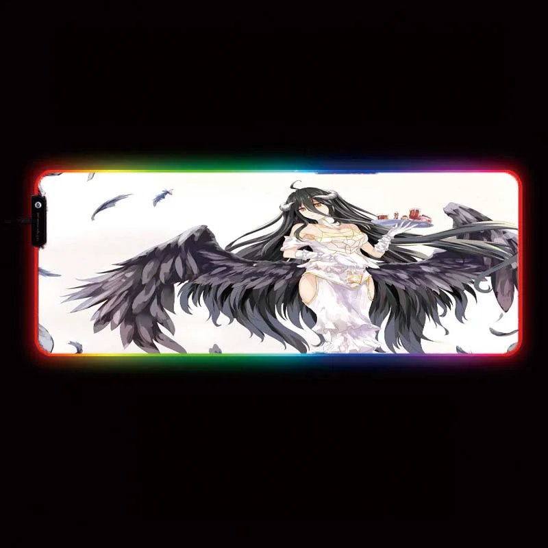 Mairuige Overlord Anime RGB Gaming Large Mouse Pad Gamer Led Computer Mousepad Big with Backlight Carpet for Keyboard Desk Mat