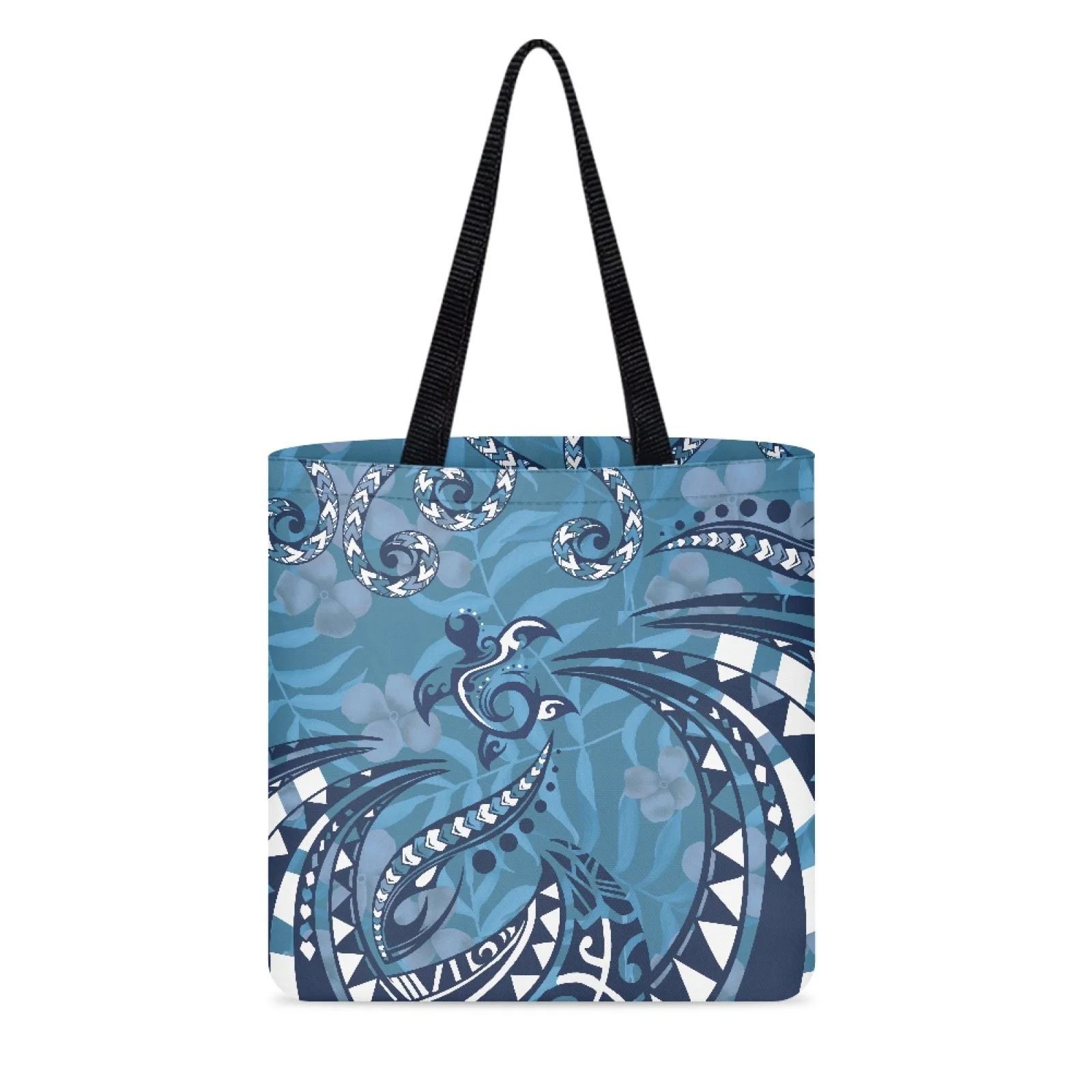 Samoa Tattoo Reusable Custom Shoulder Shopping Bag Hawaiian Polynesian Eco-friendly Lady Women Canvas Tote Bag