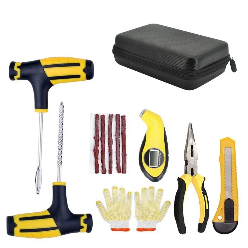 Заводская цена набор инструментов для ремонта автомобильных шин с пластиковым чехлом аварийной протечки воздуха