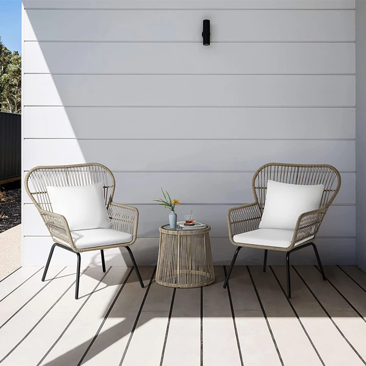 Роскошный современный садовый ротанговый комплект мебели для патио тканый набор для бистро