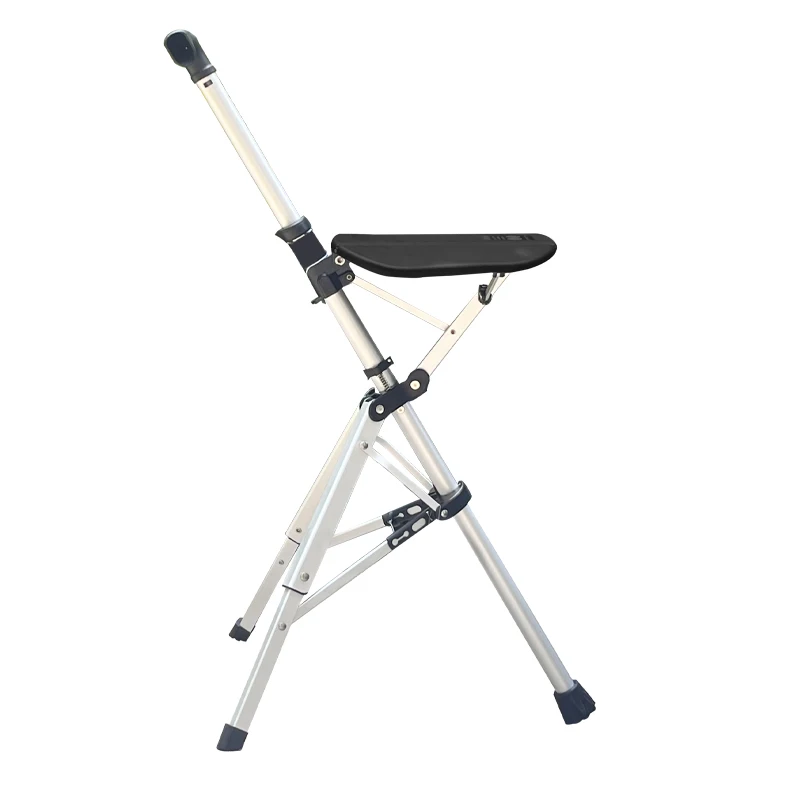 Hot Selling Crutch Adjustable Walking Stick Chair Multifunctional Folding Crutch Stool Chair