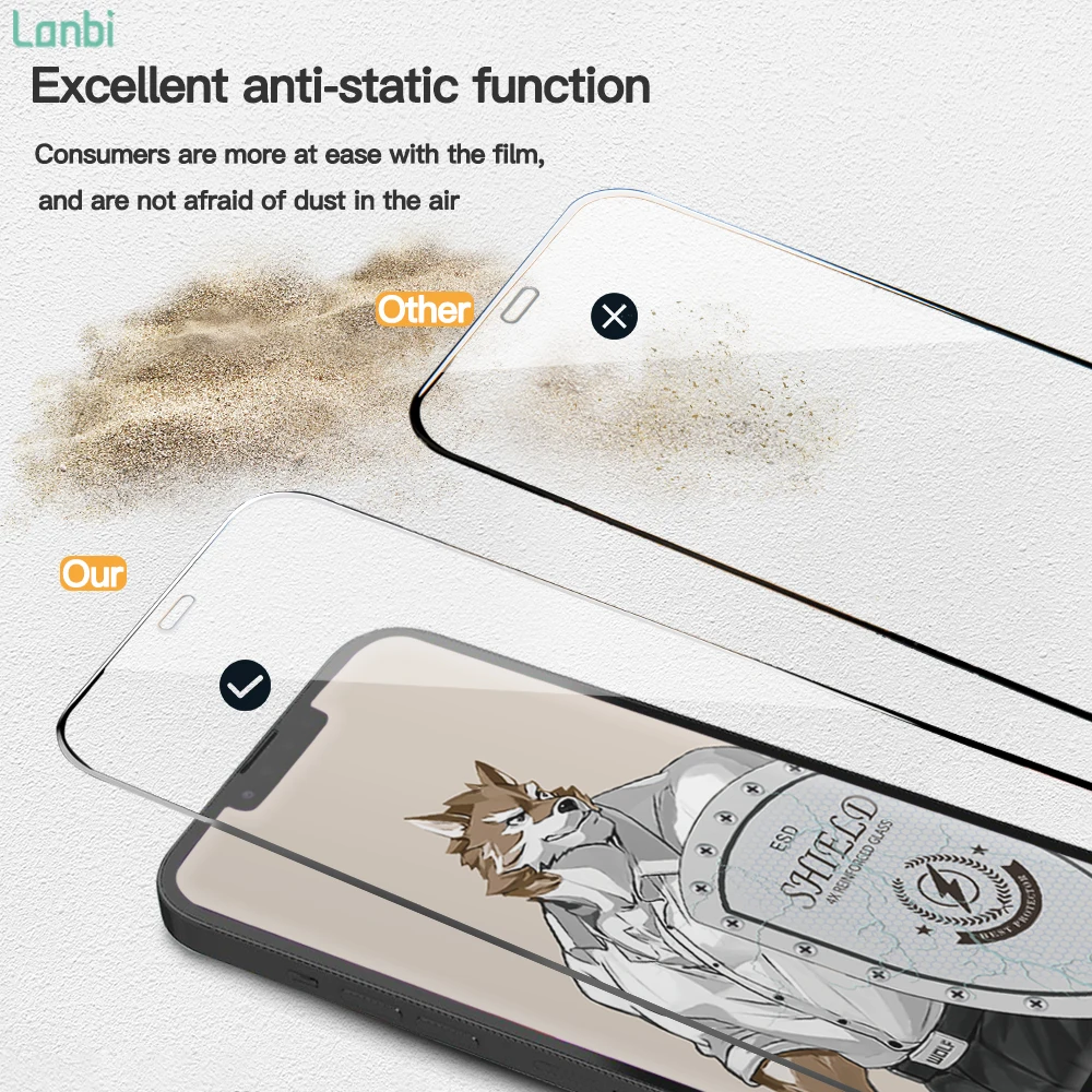 Wolf King For iPhone 14 12 13 Pro Max Phone Screen Glass Dust-proof Tempered Protective Glass Screen Protector