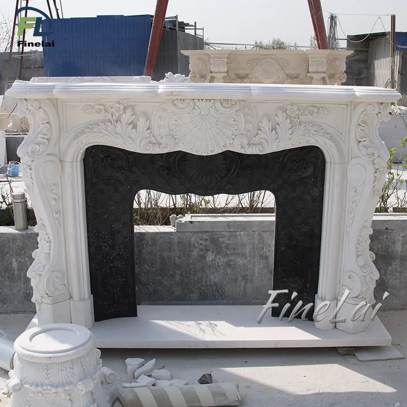 Finelai classical design Georgian gothic cultured marble fireplace mantel