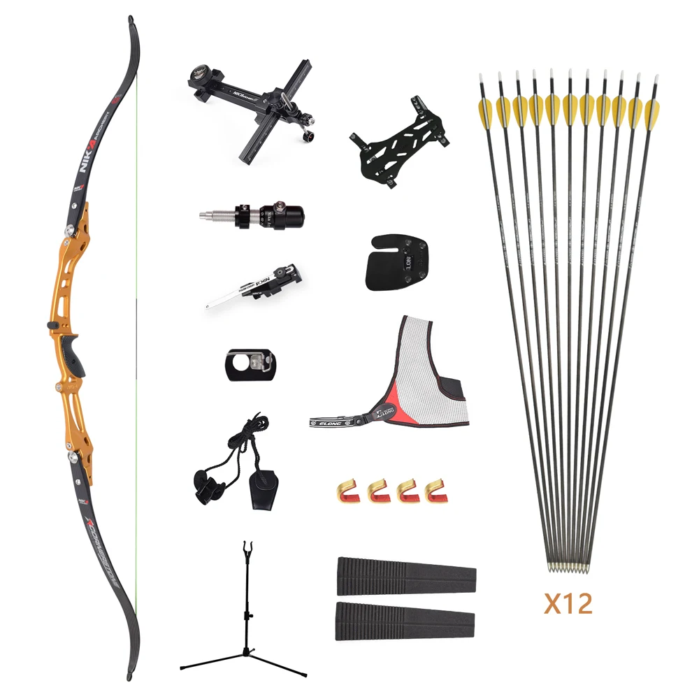 Nika Archery Professional Recurve Bow And Arrows Set ILF Carbon Limbs Aluminum Riser for Adults Teenager Shooting Competition
