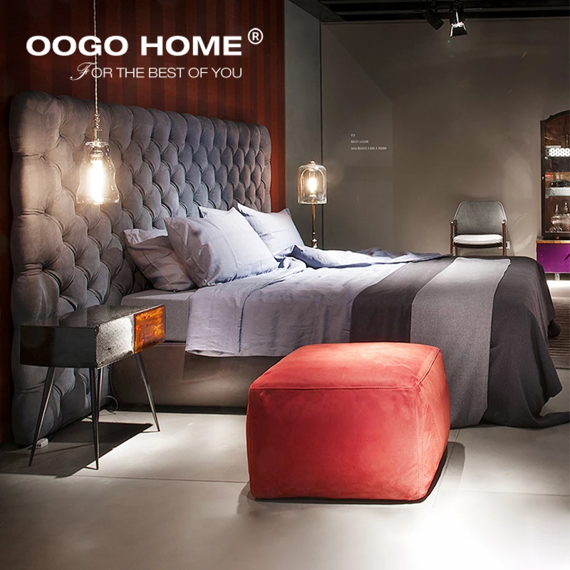 
Latest Design Bedroom Wooden Fabric King Size Modern Leather Double Bed 