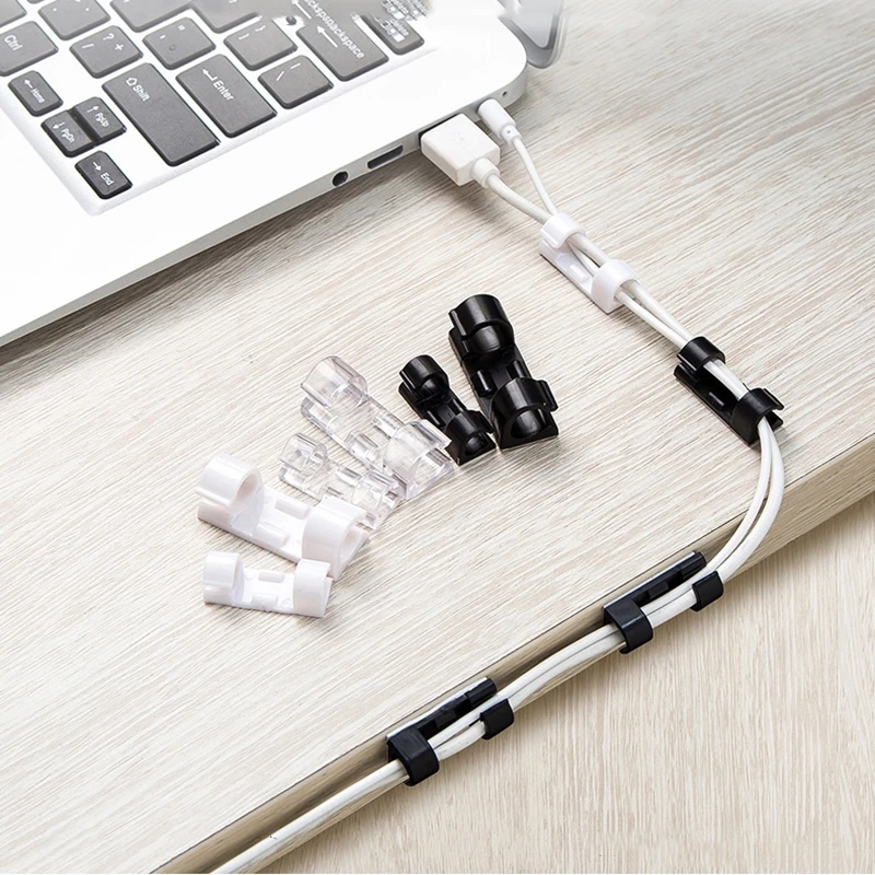 Cable Clips with Strong Self-Adhesive Cable Management TV PC Wire Holder Sticky Tidy and Organizer Cord and Wires