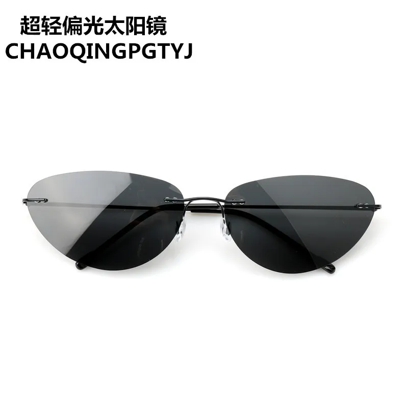 IRLIN Fashion Wholesale Cat Eye Design Women Men Glasses UV400 Polarized Lens Supper Light Rimless Memory Titanium Sunglasses