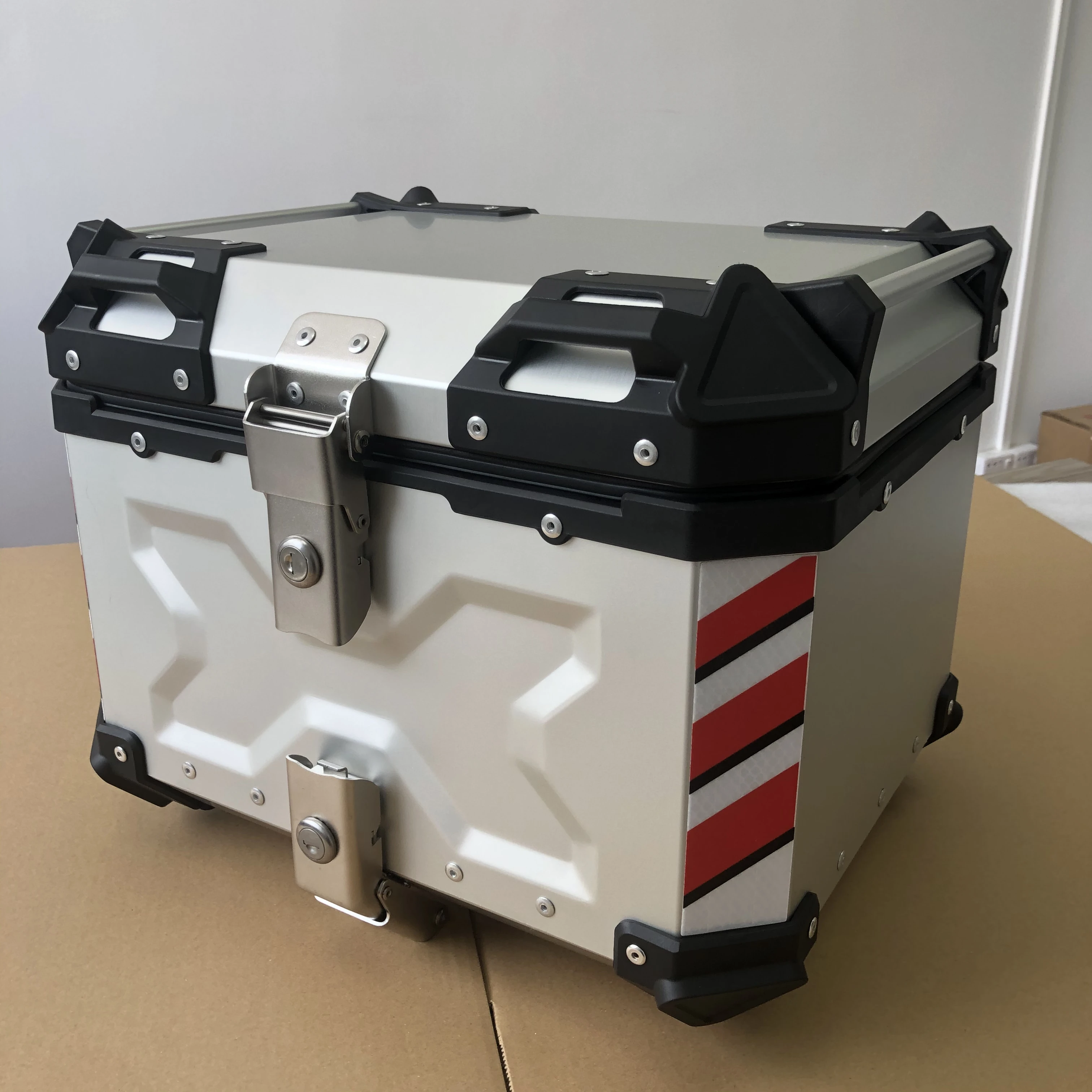 
F2-Moto 45L 55L silver High level scooter delivery top case set aluminum alloy accessories motorcycle trunk tail box 