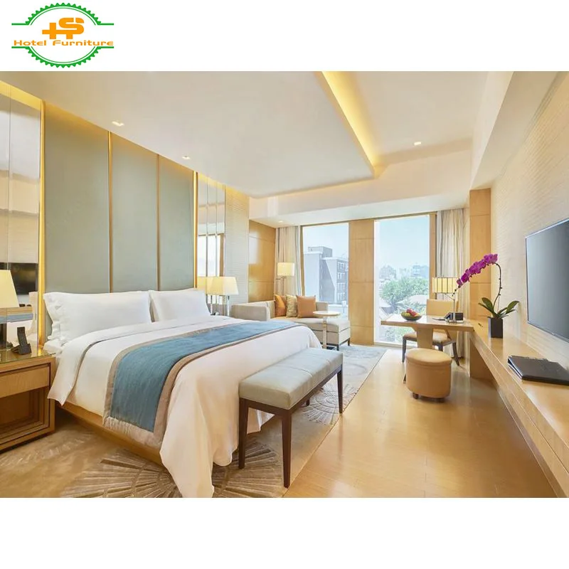 HS-N213 Factory wholesaler 5 star solid wood custom made style design hotel bedroom furniture set