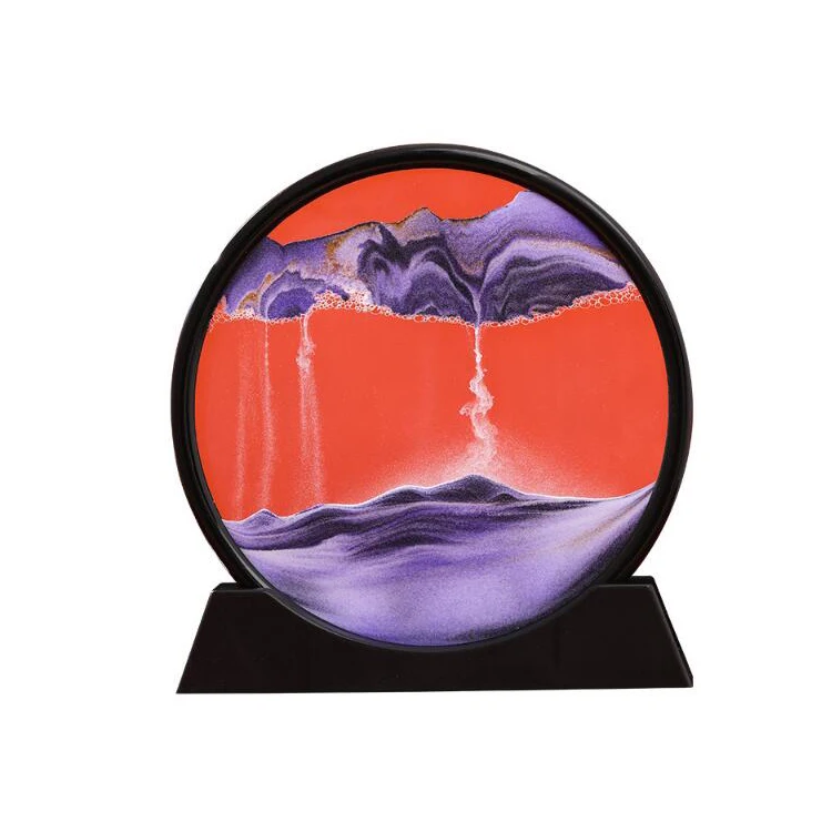 Moving Sand Art Picture Sandscapes Round Glass 3D Deep Sea Sand Art for Adult Kid Desktop Art Toys Home Office Work Decor
