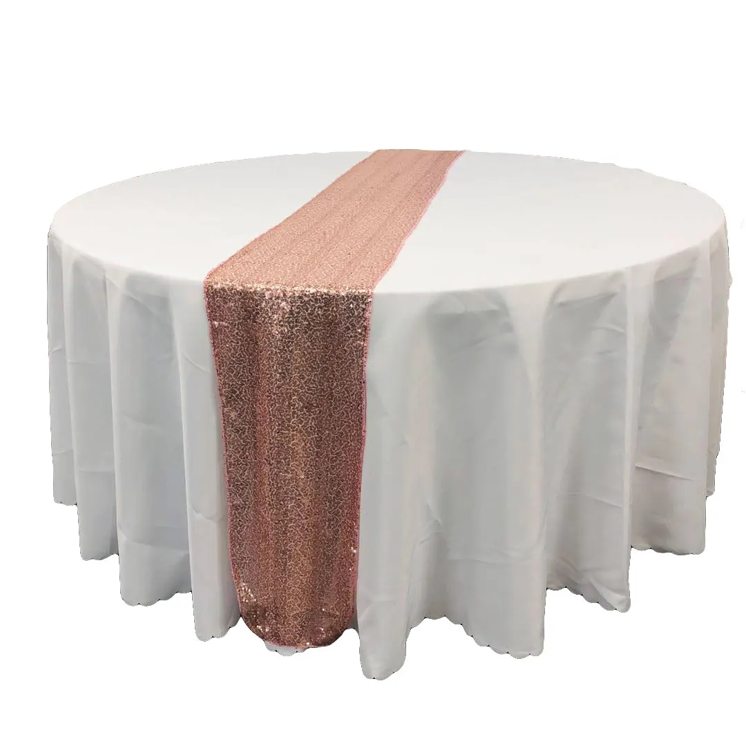 Wholesale Cheap Polyester Wedding Decorative Sequin Table Runner Silver Dining table runner