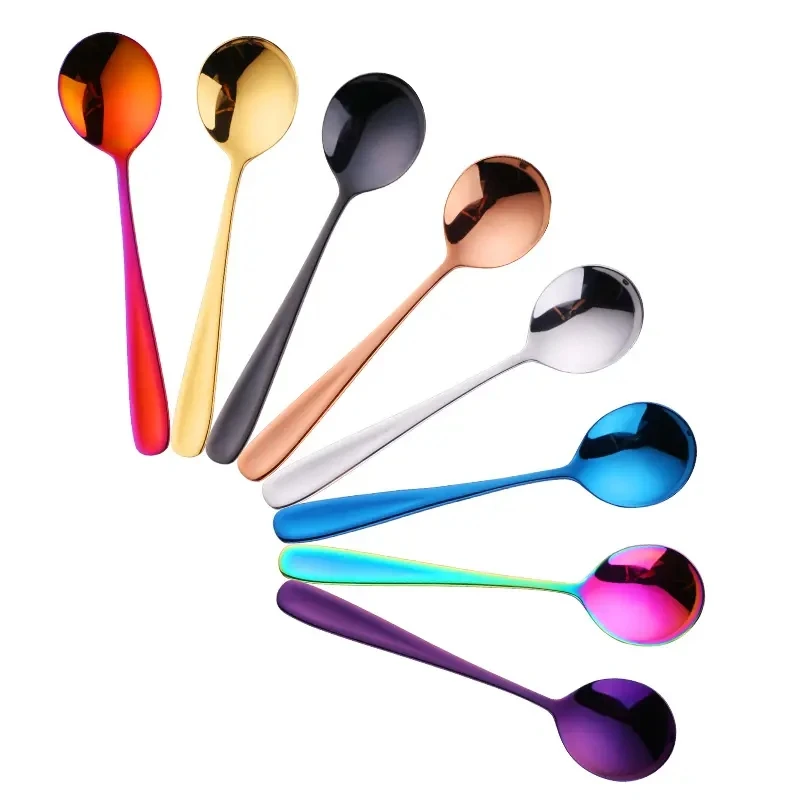 Wholesales Custom Logo Stainless Steel Korean Dinner Dessert Soup Spoon for Wedding Gifts Hotel Club Bar