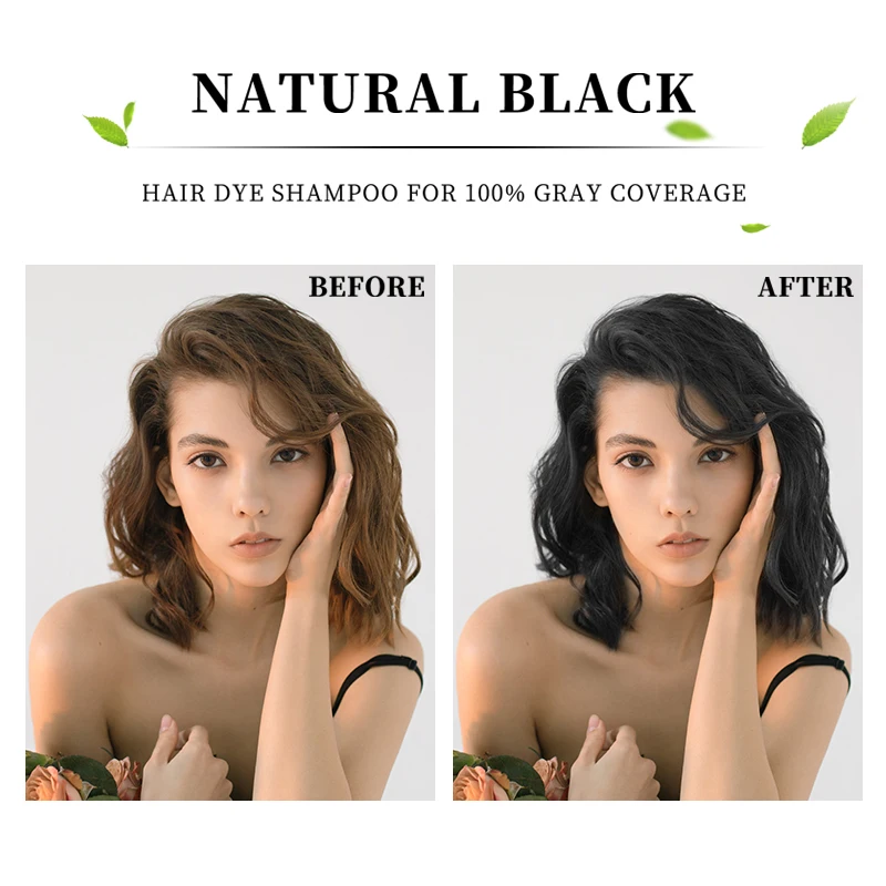 Amorfire Simple To Use Permanent Herbal Black Dye Hair Color Shampoo Great Choice For Woman And Man