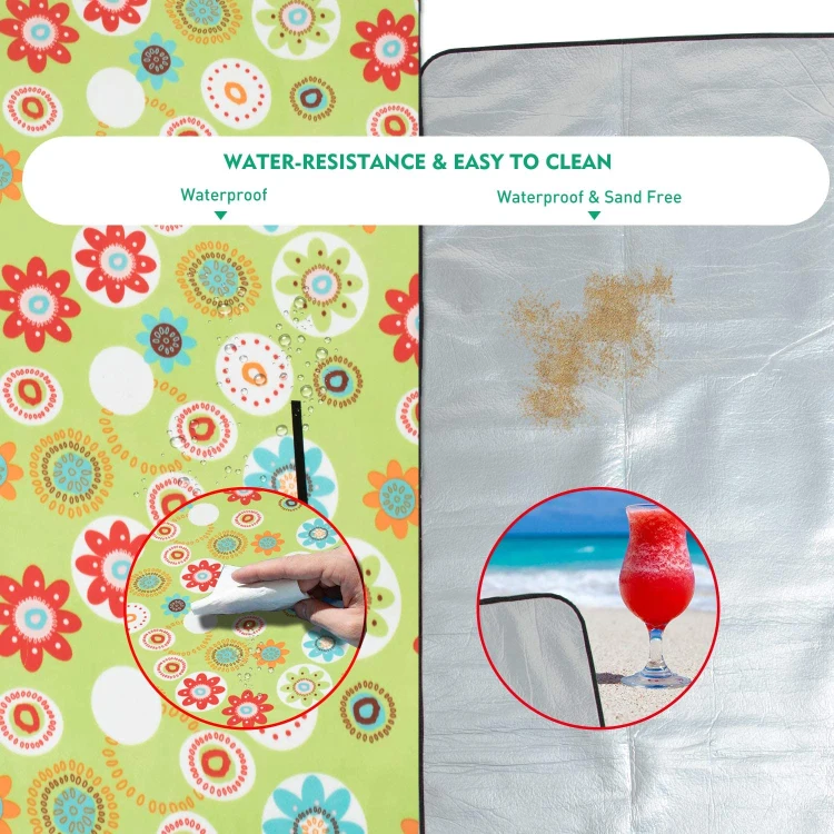 Portable Bohemian Style Custom Printed Fleece Plaid travel picnic blanket Large Folding 100% Polyester waterproof picnic blanket