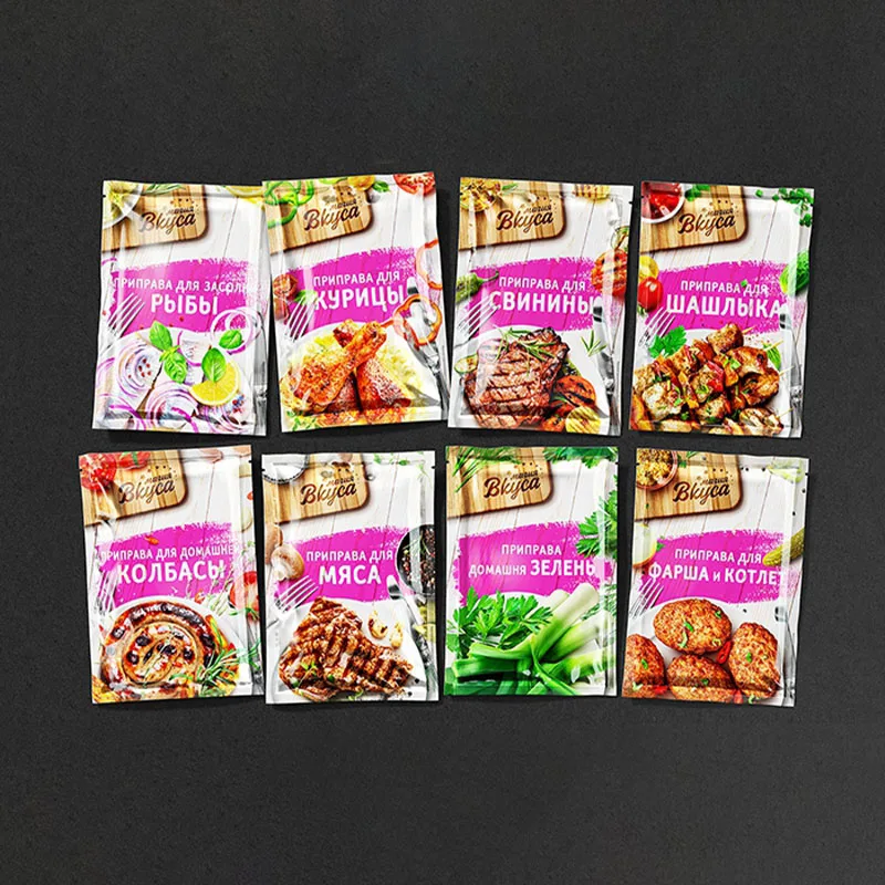 Custom Food Grade Stand Up Bag Plastic Pouch Spice Packaging Zipper Ziplock Bags