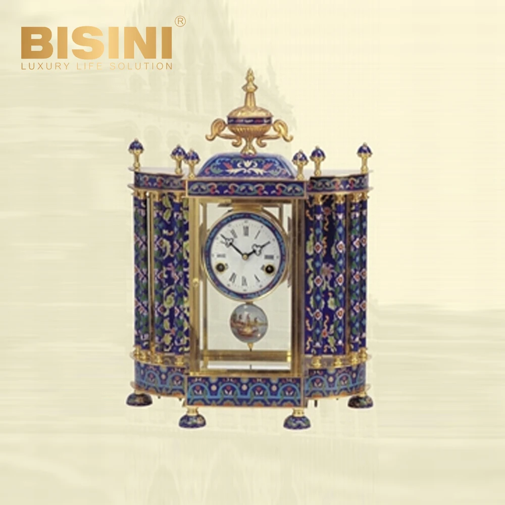 Antique luxury European classical woman figure painting In both side Table Clock classical retro Enamel Desk Clock with Pendulum