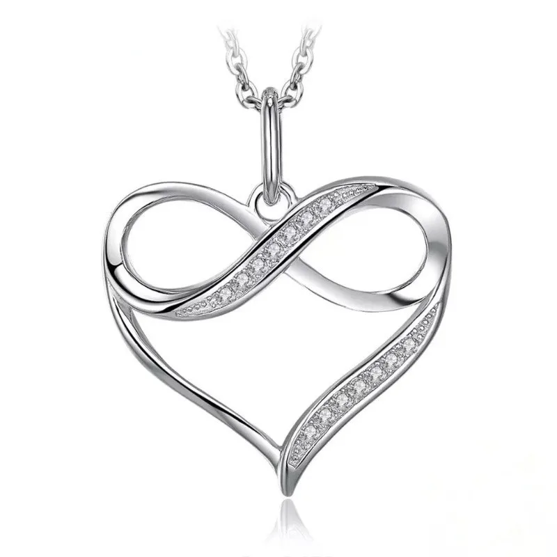 Pendant Necklace Latest Design Factory Supply Wholesale Heart Infinite Rhinestone for Women Zinc Alloy Fashion 6 PCS 3-5 Days