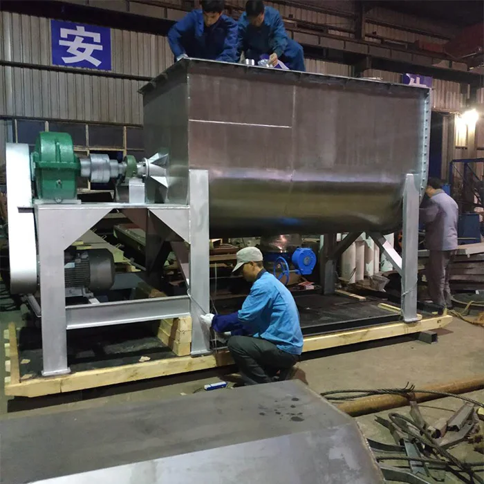 Potted soil horizontal double ribbon mixer/blender