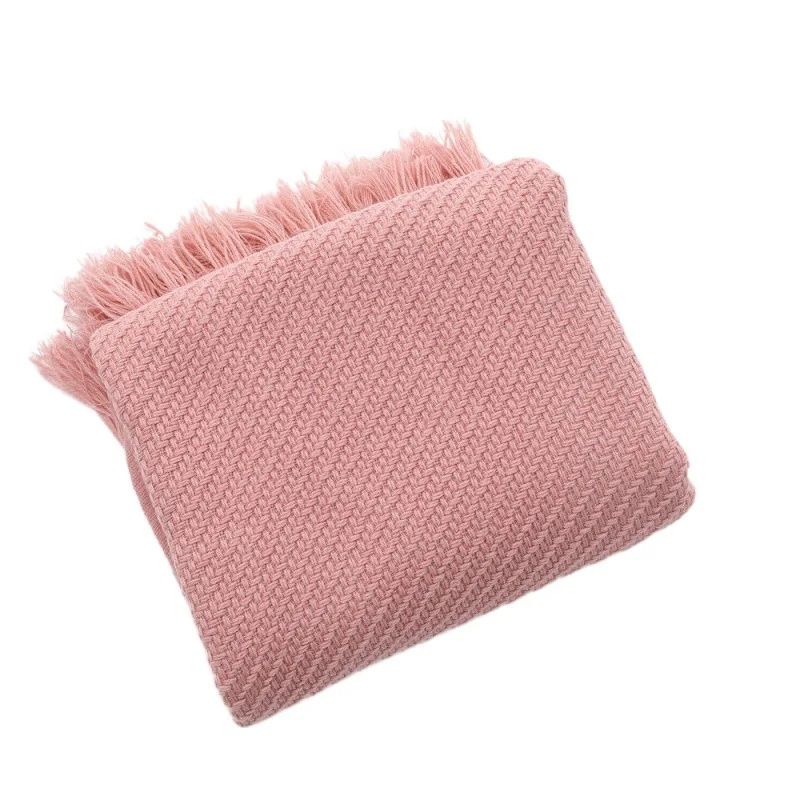 Hot Popular Hand Made Crochet Sofa Fringes Acrylic Woven Throw Blanket