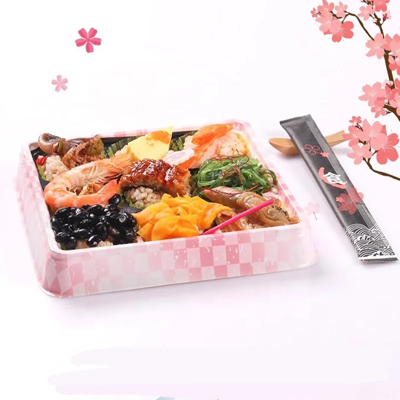 Square 9 compartment Take-out Sushi Trays Disposable Sushi Salmon Sashimi Platter Japanese-style Packing Box