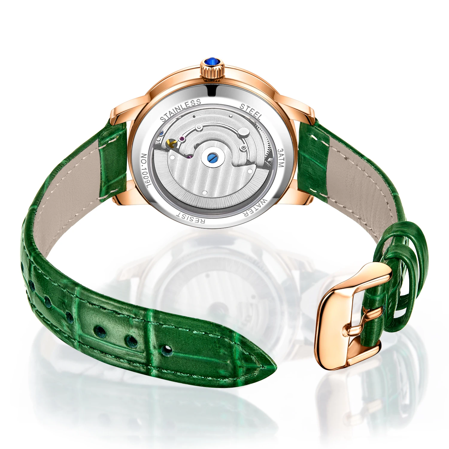 New Brand LAOGESHI 1009 Ladies Automatic Watches Buy Online Rose Gold Wristwatches Leather Strap Waterproof Women Watches Luxury