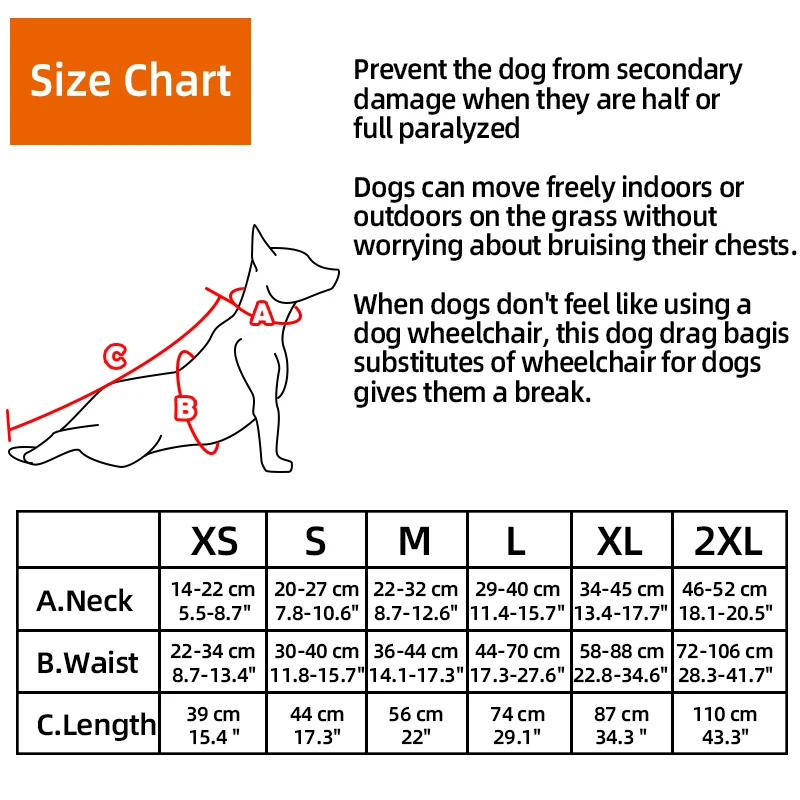 Disabled Dog Protect Drag Bag Indoor Paralyzed Dogs Cats Recovery Carrier Bag Help to Protect Pet Chest and Limbs