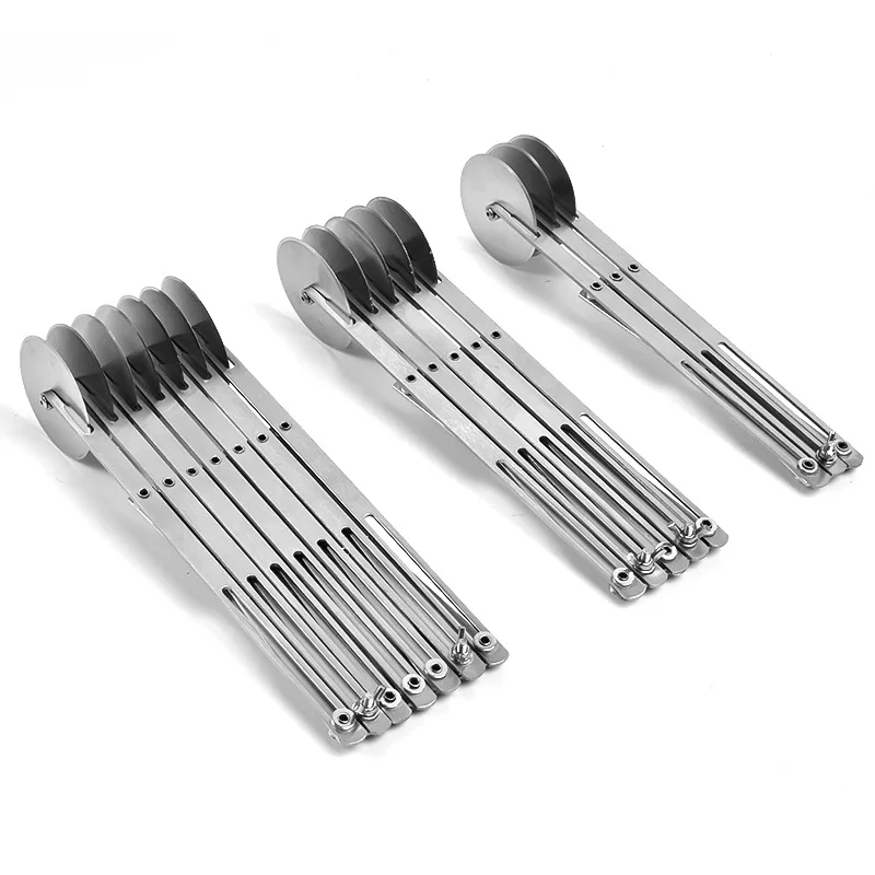 Expandable Stainless Steel Multifunctional Pizza Slicer, Flexible Pastry Cutter Dough Wheel Cutting Divider for Pie Cake