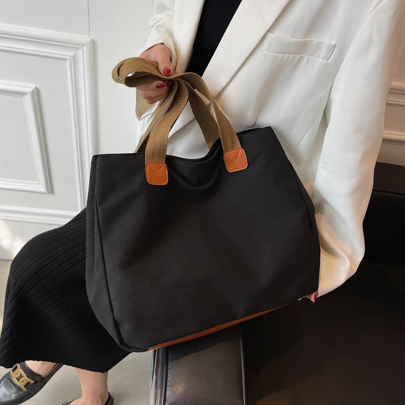 Customize Hand Made Canvas Shoulder Bags Heavy Duty Tote Reusable Grocery Shopping Bags Cotton