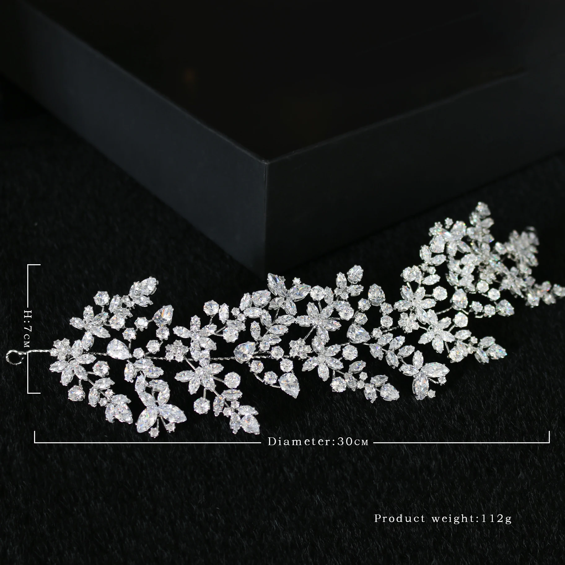 Korea Popular  Zircon zirconia  Big Leaf Tiaras Wedding Headpiece For Bride