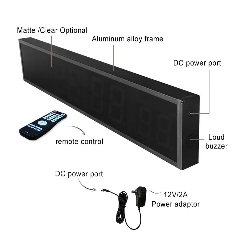 CHEETIE CP022 Programmable LED Crossfit Wall Clock LED Digital HIIT Timer Fitness 8 Digits Interval Timer