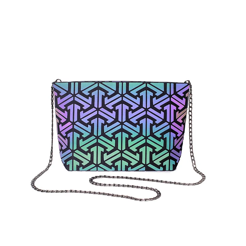 
Factory Price Wholesale Crossbody Geometric Design Shoulder Lattice Bag Fashion Shiny Color Change Multi-Colors 