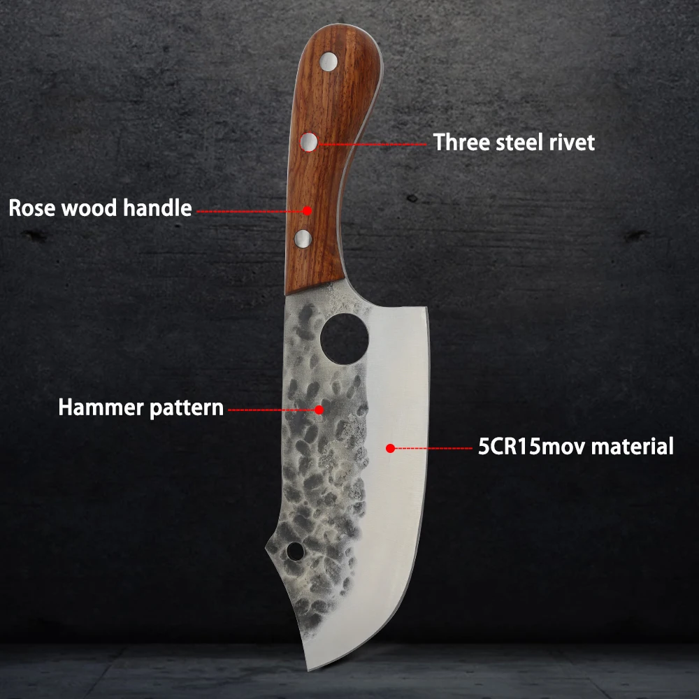 KITCHENCARE cleaver kitchen knife wood wholesale boning butcher knife with sheath