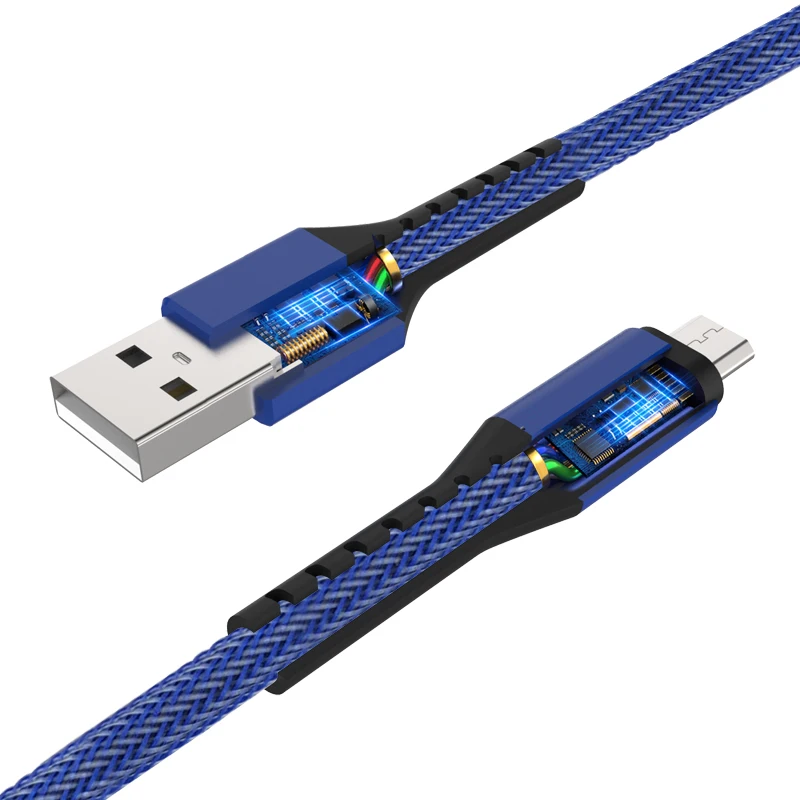 
Guangzhou factory nylon braided micro usb to 5v 2 amp dc male open end cable 