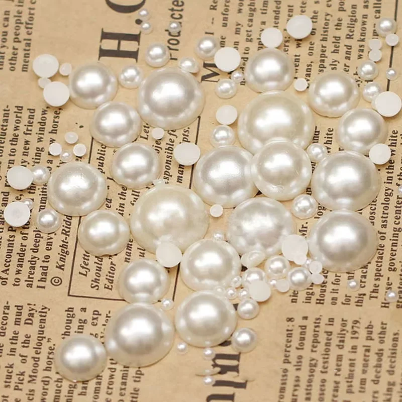 Rice white flat bottom half hotfix pearl rhinestones loose bead DIY handmade material jewelry accessories rhinestones