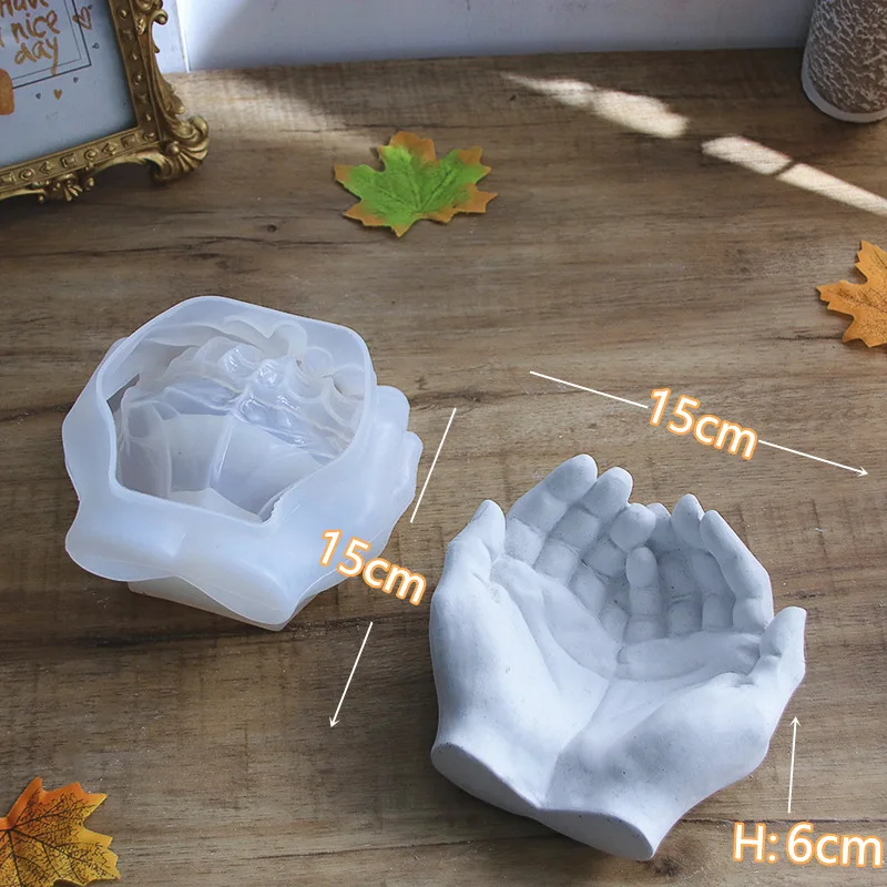 BS411 Hand Shaped Flower Pot Cement Silicone Mold Concrete Clay Succulent Planter Resin Mold Jewelry Storage Mould