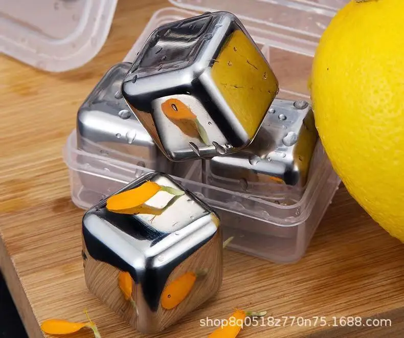 Bar Accessory 8 PCS Metal Ice Cubes Stainless Steel Ice Cubes Reusable Whisky Ice Stone Beverage Chilling Rocks, Men Gift Sets