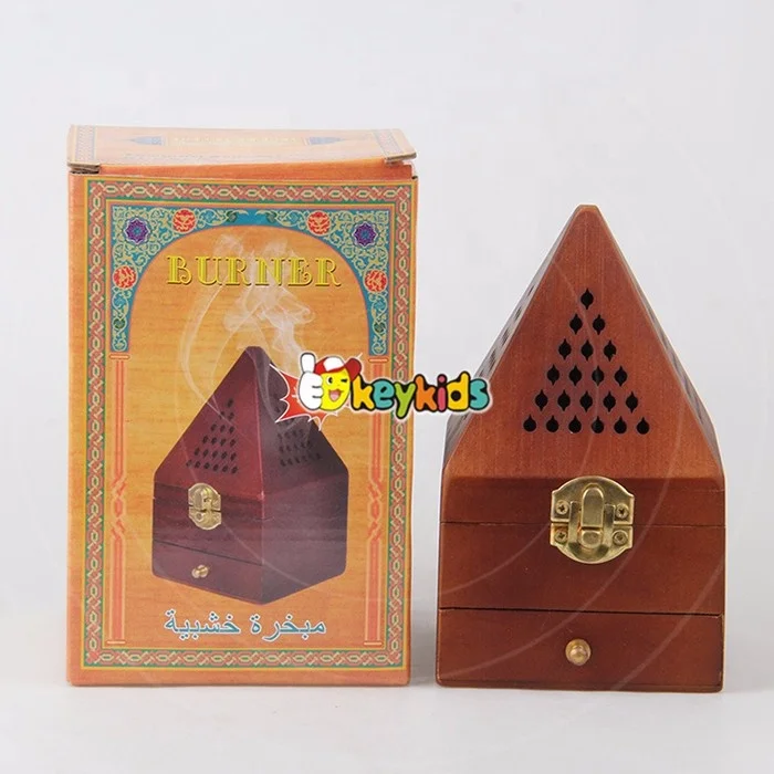 Wholesale cheap antique pyramid design wood incense holder / incense burner W02A258