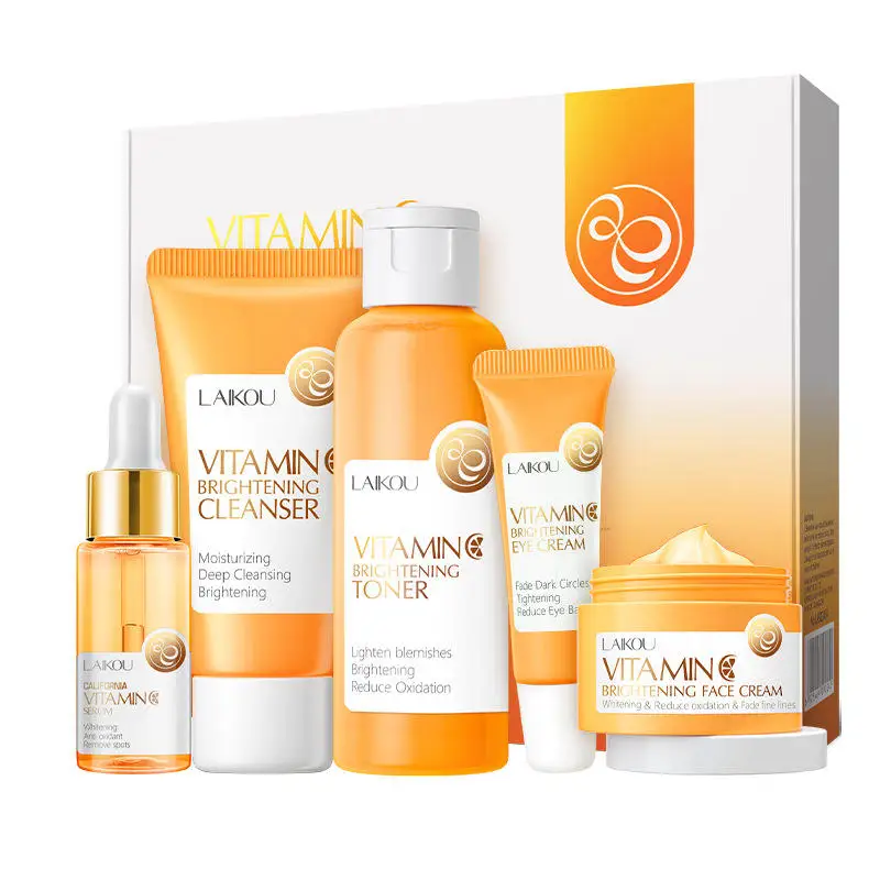 Vitamin C series skin care product set 5 pieces set cleansing brightening water essence liquid eye cream essence cream