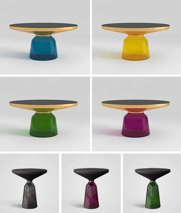 New design modern living room furniture  stainless steel tempered glass table top center coffee table set