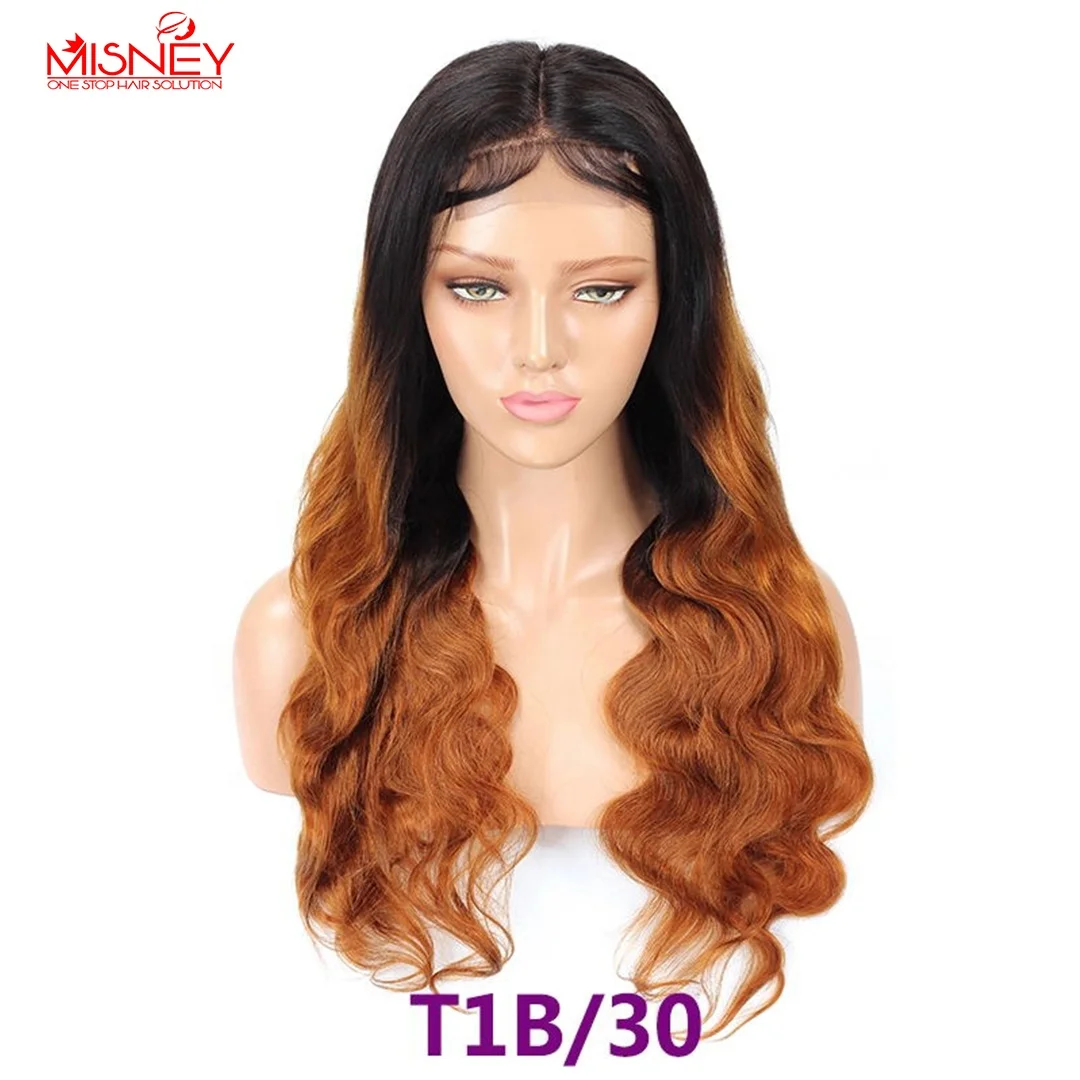 
Brazilian Ombre Remy natural hair wigs with roots Virgin Grade 10A Hair transparent Body Wave lace front wig 