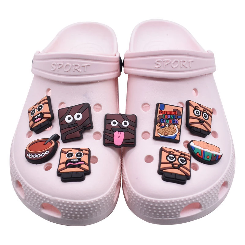 New Arrival Food Nutella Body Crunch PVC Croc Charm Designer Glow  for Crock Wristbands charm for bracelet Cinnamon Toast