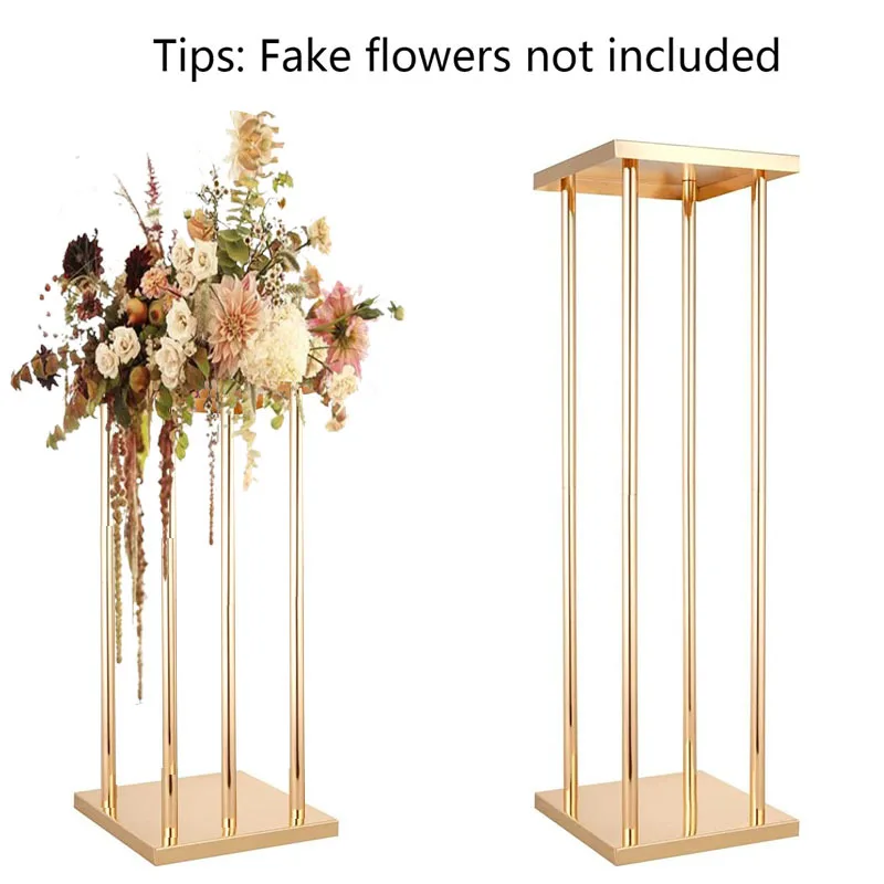 Flower Stand Centerpiece Rectangle Gold Wedding Table Centerpiece Metal Flower Stand For Wedding Decoration