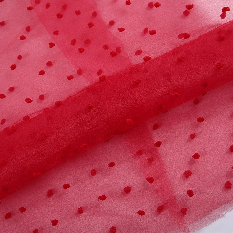 
new developed dot polyester organza custom woven polyester jacquard fabric 