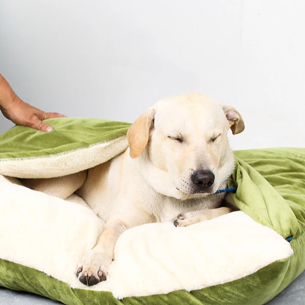 PETCOME Wholesale New Washable Anti Anxiety Plush Large Cute Cat Dog Bed With Blanket Cover