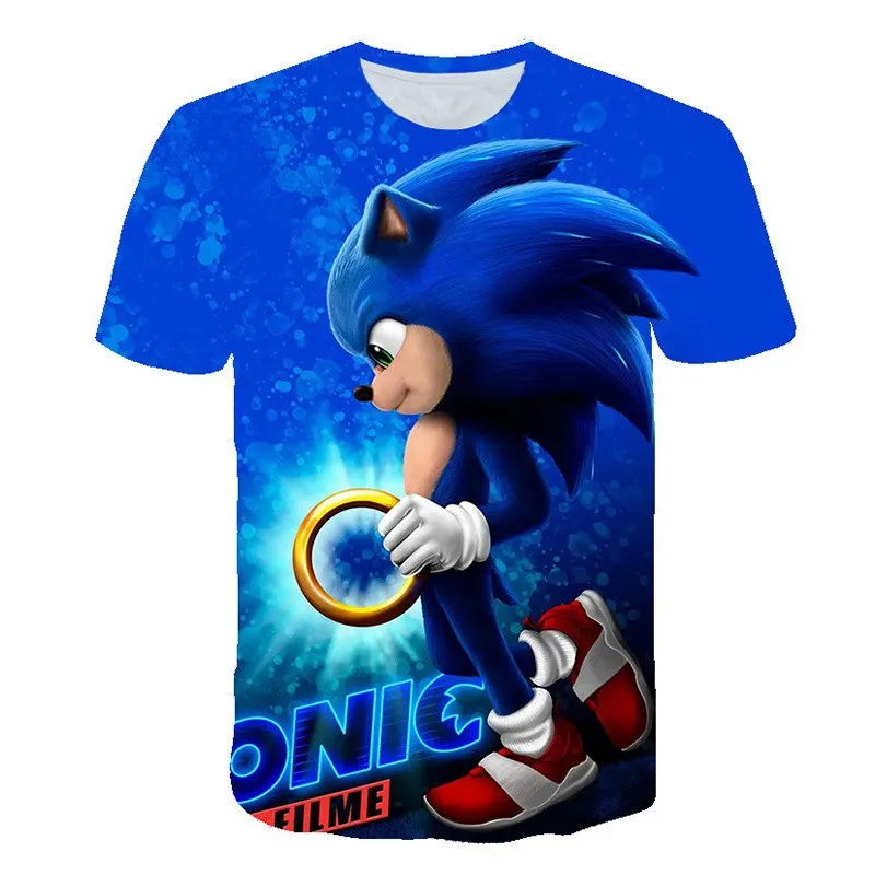 Custom Sonic Tshirt Kids Clothing Boys Cartoon Game Super Sonic Boys Clothes children T-shirt Summer Clothes For Girls