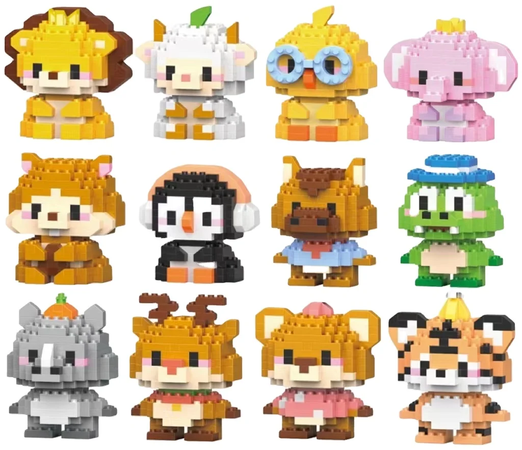 Hot Sales New 12 Cartoon Doll Small Particle Building Block Set Educational Model Toy for Children Made of Plastic Holiday Gifts
