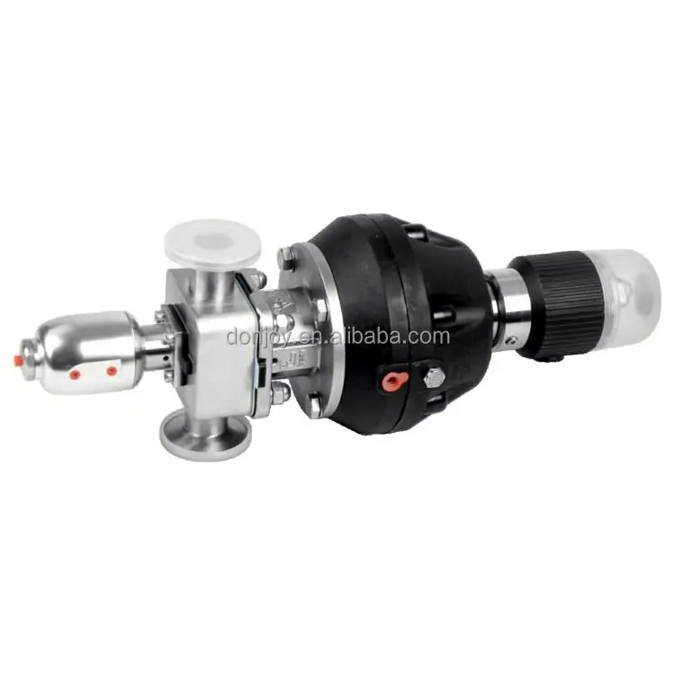 Sanitary zero static block body valve stainless steel 3 way multiport diaphragm valve with manual pneumatic