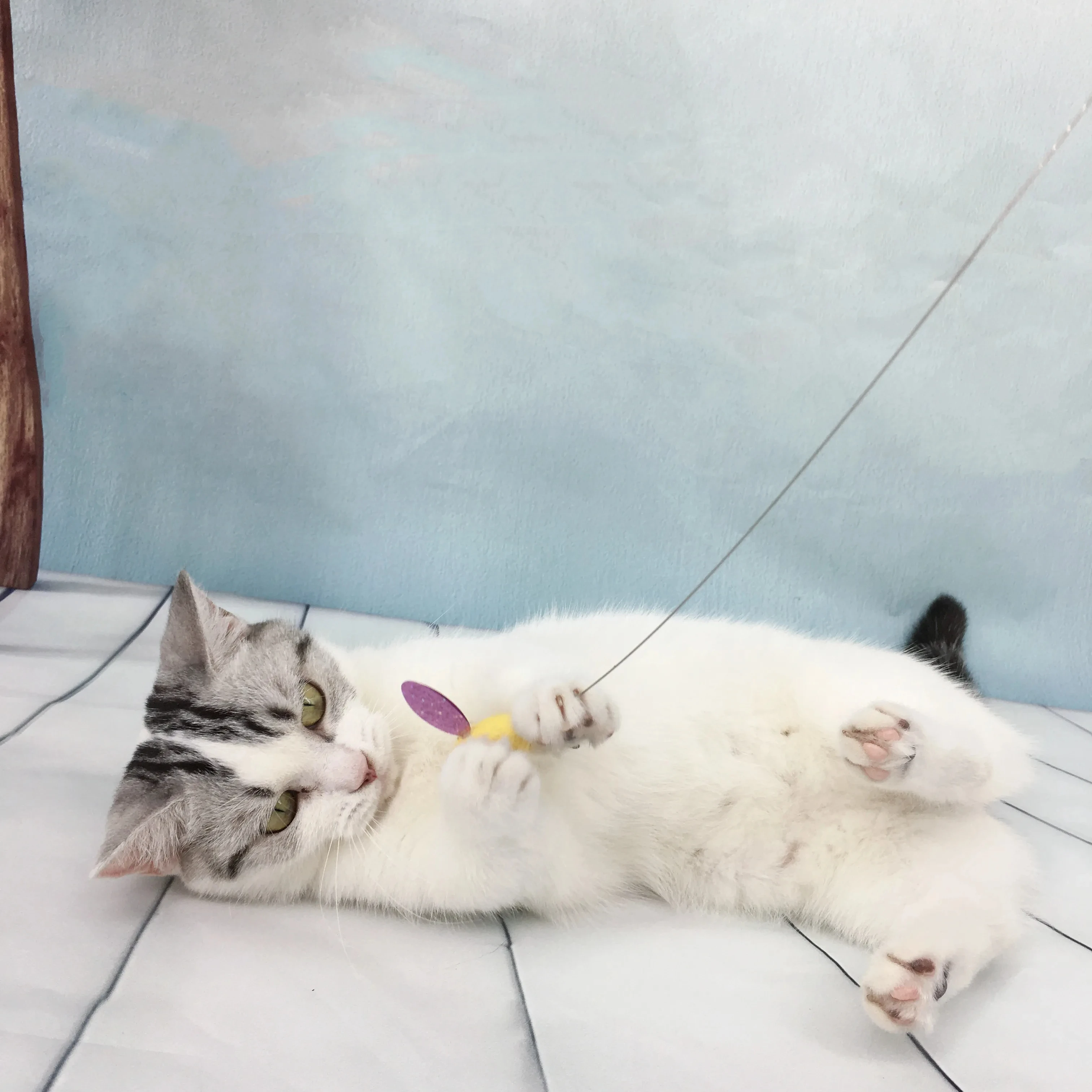 Factory Wholesale New Toy Teaser Cat Stick Wooden Handle Cocoon with Bell Long Pole Hunting Pet Cat Toys Supplies for Cats BY006